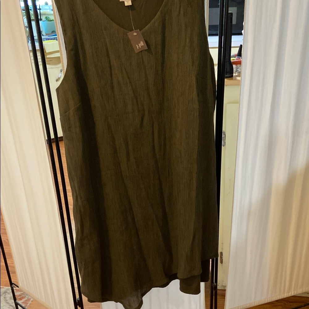 J. Jill Olive Sleeveless V-Neck Midi Dress